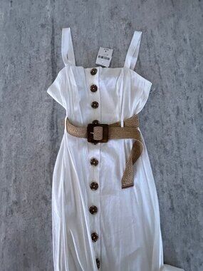 Contemporary White Button-Front